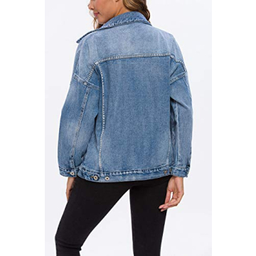 Trendy Oversized Vintage Washed Denim Jacket for Women