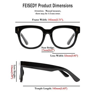 Stylish FEISEDY Retro Square Thick Blue Light Readers