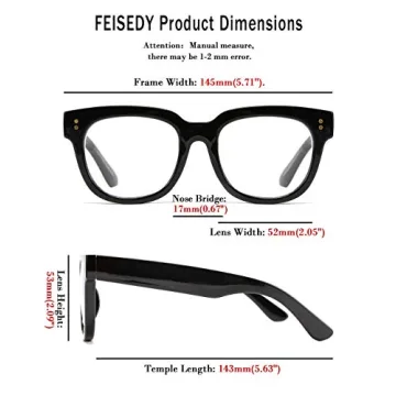 Stylish FEISEDY Retro Square Thick Blue Light Readers