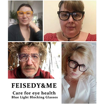 Stylish FEISEDY Retro Square Thick Blue Light Readers