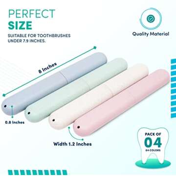 Flytofer 4 PCS Travel Toothbrush case with Ventilation Holes – Portable breathable Plastic Toothbr...