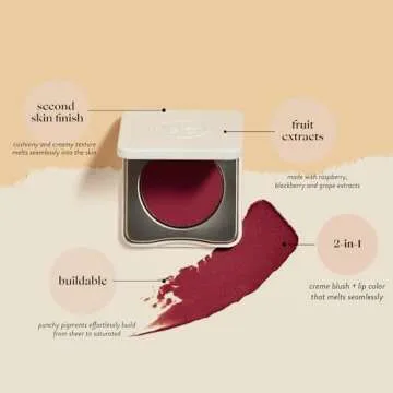 Honest Beauty 2-in-1 Creme Cheek Blush + Lip Color | EWG Verified, Vegan + Cruelty Free | Plum Berry...