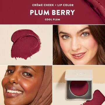 Honest Beauty 2-in-1 Creme Cheek Blush + Lip Color | EWG Verified, Vegan + Cruelty Free | Plum Berry, .1 oz