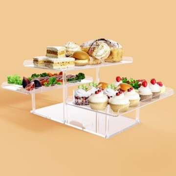 Bakzon 3 Tier Serving Tray for Entertaining, Acrylic Dessert Table Display Set for Party Supplies, S...