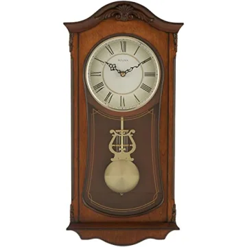 Bulova Cranbrook Wooden Chiming Wall Clock Elegant Brown