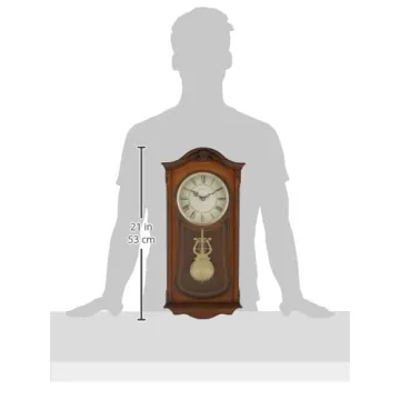Bulova Cranbrook Wooden Chiming Wall Clock Elegant Brown