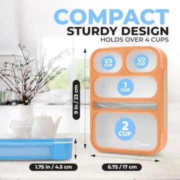 kinsho Bento-Box for Adults or Kids, Lunch-Boxes Portion Control Container for Women Men Girls Boys | Leakproof Snack Containers for School BPA Free Utensils 5 Compartments | Blue, Orange