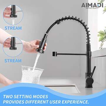 Oil Rubbed Bronze Kitchen Faucet,AIMADI Commercial Single Handle Single Hole Bronze Kitchen Faucet w...