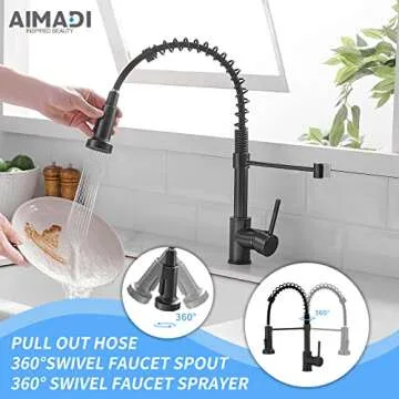 Oil Rubbed Bronze Kitchen Faucet,AIMADI Commercial Single Handle Single Hole Bronze Kitchen Faucet with Pull Down Sprayer grifo para fregaderos de cocina