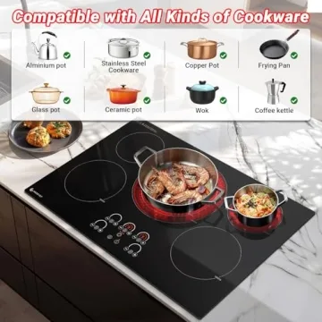 AMZCHEF Electric Cooktop 30 Inch 5 Burners Touch Control