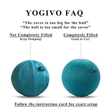 YOGIVO Sitting Ball Chair, Yoga Ball Chair Exercise Ball Chair for Home Office Desk, Stability Ball for Fitness & Pilates, Ergonomic Balance Ball Seat with Cover and Pump