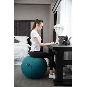 YOGIVO Sitting Ball Chair, Yoga Ball Chair Exercise Ball Chair for Home Office Desk, Stability Ball for Fitness & Pilates, Ergonomic Balance Ball Seat with Cover and Pump
