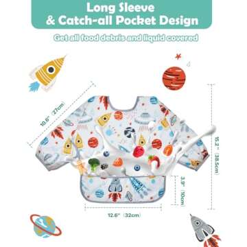 Lictin Waterproof Long Sleeve Bibs for Infants 0-24 Months