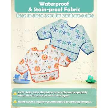 Lictin Waterproof Long Sleeve Bibs for Infants 0-24 Months