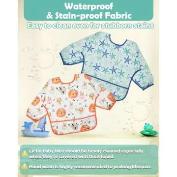 Lictin Waterproof Long Sleeve Bibs for Infants 0-24 Months