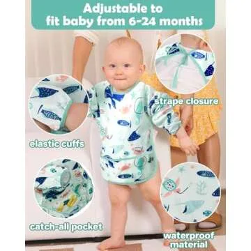 Lictin Waterproof Long Sleeve Bibs for Infants 0-24 Months