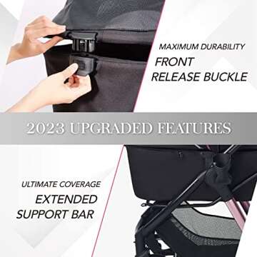 ibiyaya - Retro Luxe - Dog Stroller for Medium Dogs, Large and Small Dogs - One-Step Folding, Heavy ...