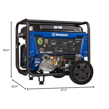 Westinghouse Outdoor Power Equipment 9500 Peak Watt Home Backup Portable Generator, Remote Electric Start with Auto Choke, Transfer Switch Ready, Gas Powered, CO Sensor