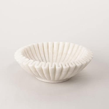 Decorative Handmade Marble Scallop Bowl - Elegant Fruit & Jewelry Dish