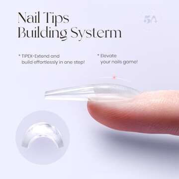 Five Angeles Tipex Instant Apex Gel Nail Tips Kit - 500 Acrylic Coffin Tips with UV Glue