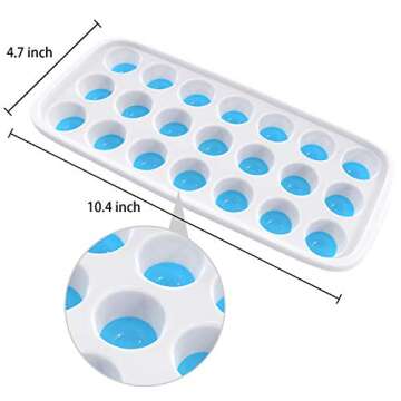 Ozera 2 Pack Silicone Ice Cube Trays with Lids, Stackable 42 Ice Cubes (Blue & Green)