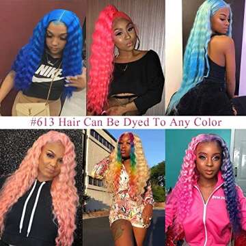 613 Lace Front Wig Human Hair Deep Wave 613 frontal wig 13x4 Blonde Wig Human Hair Pre Plucked with Baby Hair Brazilian Virgin Blonde Lace Front Wig for Women (20inch, Blonde Deep Wave Wig)