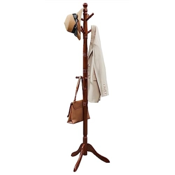 VASAGLE Solid Wood Coat Rack 10 Hooks Entryway Organizer