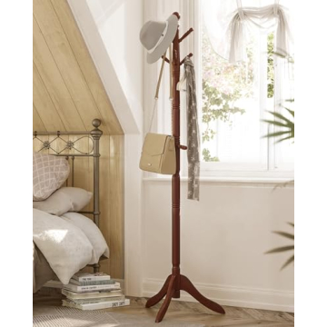 VASAGLE Solid Wood Coat Rack 10 Hooks Entryway Organizer