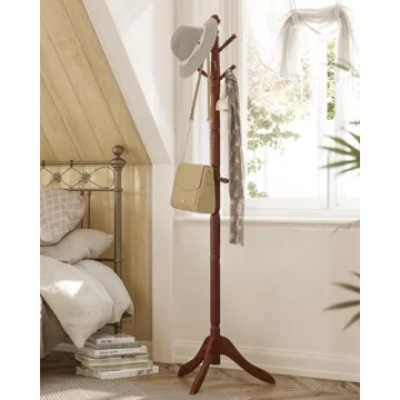 VASAGLE Solid Wood Coat Rack 10 Hooks Entryway Organizer