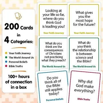 200 Conversation Cards for Christians Game - Explore Your Faith and Have Fun on Family Game Night, Bible Study or Youth Groups - Perfect for Church Groups, Couples Game Night, Easter Gifts