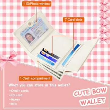 Sunwel Fashion Wallets Girls Cute Coquette Bow Small Wallet Aesthetic Card Holder ID Window Purse fo...