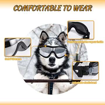 NVTED Dog Sunglasses/Goggles - UV, Wind, Dust Protection for Dogs, Adjustable Strap