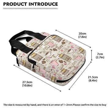 Xoenoiee Coffee Theme Print Bible Cover for Women Men Book Case Church Bible Protective with Handle and Zipper Pocket Tote Bible Bag