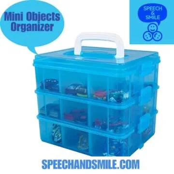 Say & Play 3-Tier Mini Objects Storage Container, 18 Compartments, Blue