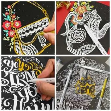 Fhyhej White Gel Pens 1.0mm 6 Pack For Artists