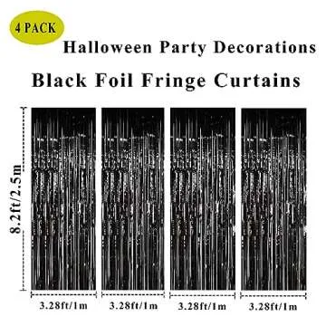 Muhome Black Foil Fringe Curtains for Every Celebration