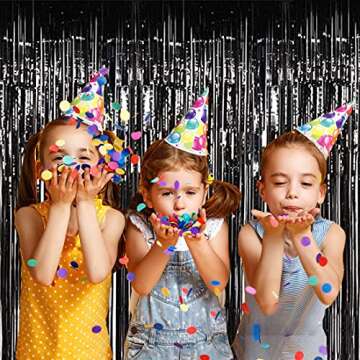 Muhome Black Foil Fringe Curtains for Every Celebration