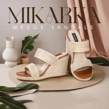mikarka Stylish Slip-On Wedge Sandals for Women - Comfort Meets Chic High Heel Beach Espadrilles