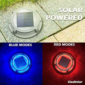 SIEDiNLAR Solar Deck Lights Outdoor 2 Modes 16 LEDs Driveway Markers Dock Light Solar Powered Waterp...