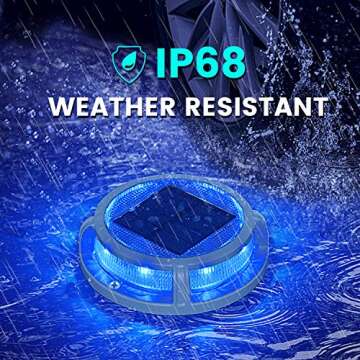 SIEDiNLAR Solar Deck Lights Outdoor 2 Modes 16 LEDs Driveway Markers Dock Light Solar Powered Waterproof for Ground Step Stair Pathway Walkway Garden Yard Road 4 Pack (Blue/Red)