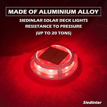 SIEDiNLAR Solar Deck Lights Outdoor 2 Modes 16 LEDs Driveway Markers Dock Light Solar Powered Waterproof for Ground Step Stair Pathway Walkway Garden Yard Road 4 Pack (Blue/Red)
