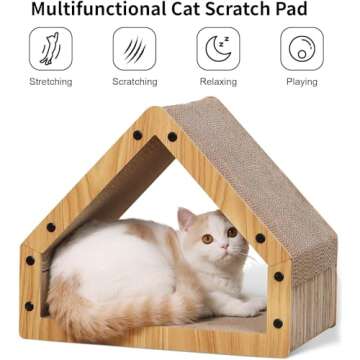 FUKUMARU Cat Scratcher House, Cozy Cardboard Design, Safe and Secure for Kittens, Eco-Friendly, 16.14 in Bevelled Surface, Maximum Load Capacity 22 Lbs