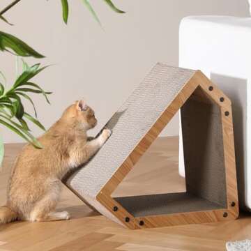 FUKUMARU Cat Scratcher House, Cozy Cardboard Design, Safe and Secure for Kittens, Eco-Friendly, 16.14 in Bevelled Surface, Maximum Load Capacity 22 Lbs