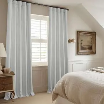 HPD Half Price Drapes Faux Linen Textured Room Darkening Curtains for Bedroom 96 Inches Long (1 Panel), 50W X 96L Curtains for Living Room Home Decor, Oyster