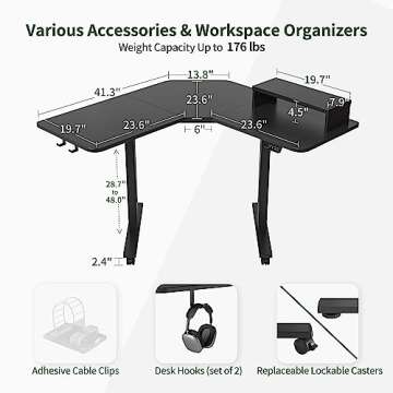 FEZIBO Corner Standing Desk, 48 Inches L Shaped Standing Desk, Electric Stand Up Corner Desk, Home Office Sit Stand Desk with Black Top and Frame