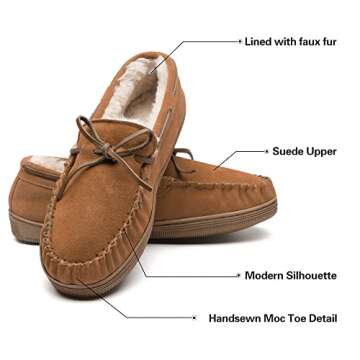 DREAM PAIRS Men's Moccasin Slippers Fuzzy Plush House Shoes Indoor Outdoor Fleece Lining Loafers,Siz...