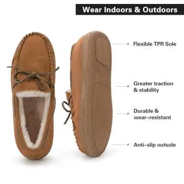 DREAM PAIRS Men's Moccasin Slippers Fuzzy Plush House Shoes Indoor Outdoor Fleece Lining Loafers,Size 10,TAN,FUR-LOAFER-01