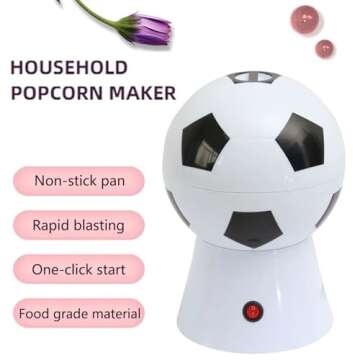 hxoity Football Shape Hot Mini Air Popcorn Popper - Oil-Free, High Efficiency, Fun Family Snack Mach...