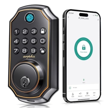 ARPHA Keyless Entry Door Lock D280, 5 in 1 Smart Fingerprint Door Lock, Keypad Deadbolt with 2 Keys,...