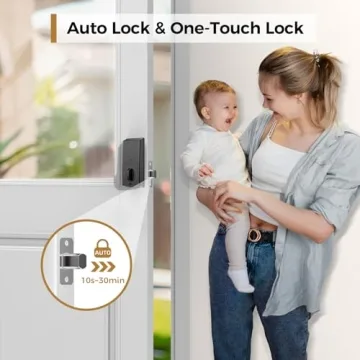 ARPHA Keyless Entry Door Lock D280, 5 in 1 Smart Fingerprint Door Lock, Keypad Deadbolt with 2 Keys, One Touch Lock/Unlock, Auto-Lock, One Time Code, Zinc Alloy